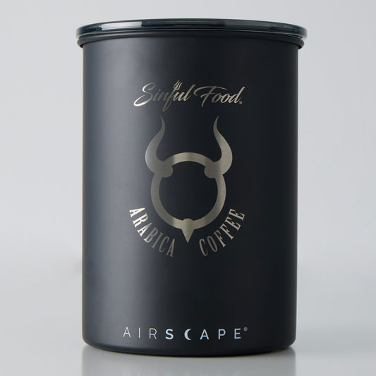 Sinful Food Airscape® Coffee Canister Matte Black/Stainless Logo