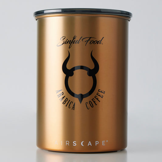 Sinful Food Airscape® Coffee Canister Brass with Black Logo