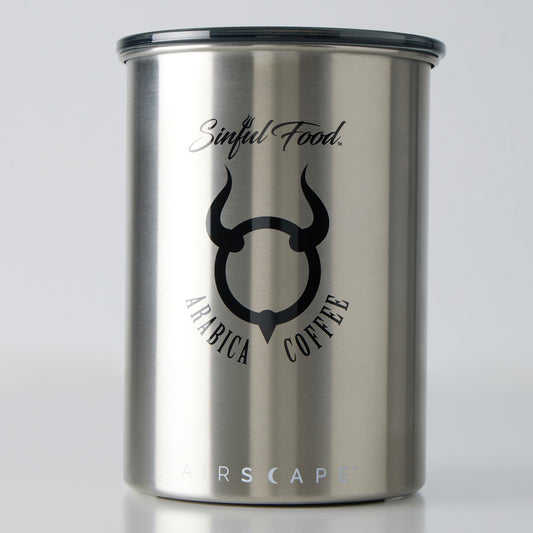 Sinful Food Airscape® Coffee Canister Stainless Steel with Black Logo