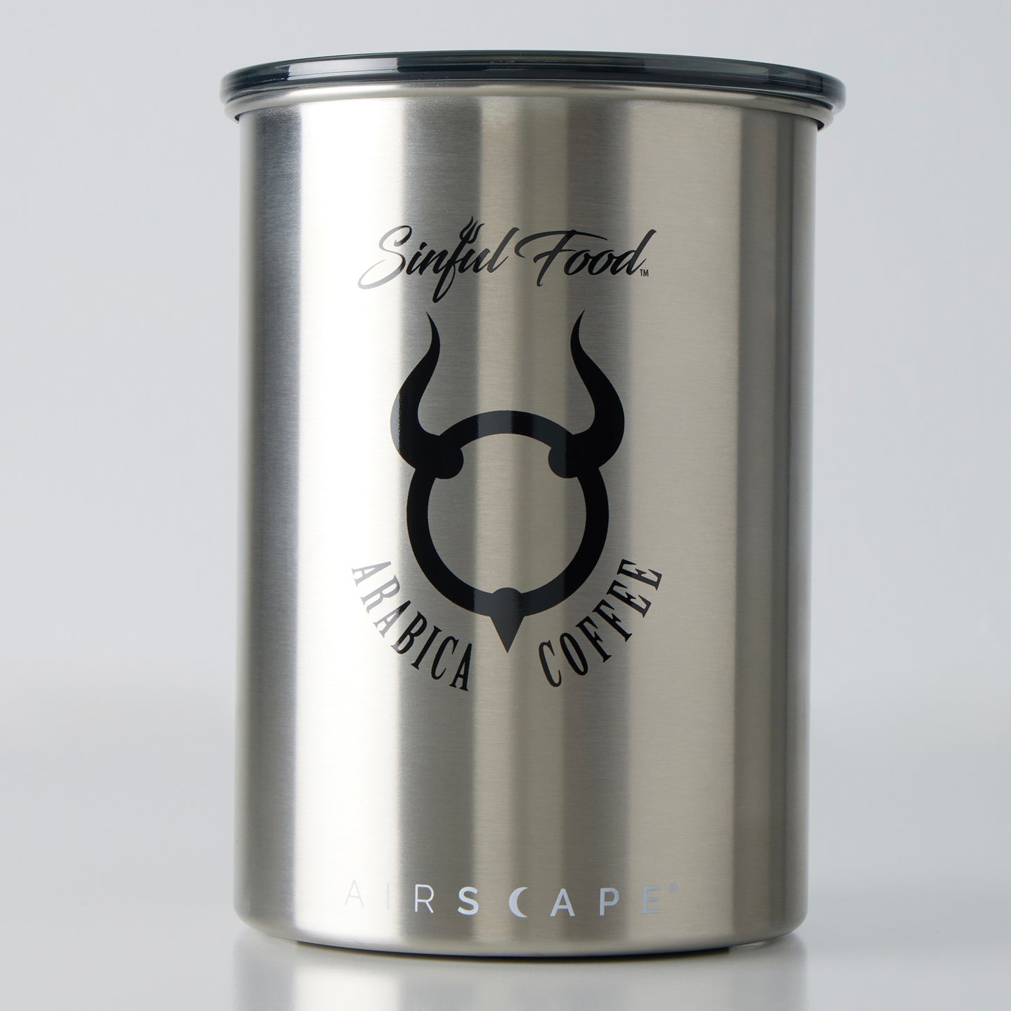 Sinful Food Airscape® Coffee Canister Stainless Steel with Black Logo