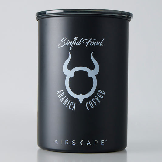 Sinful Food Airscape® Coffee Canister Matte Black/White Logo