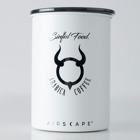 Sinful Food Airscape® Coffee Canister Matte White/Black Logo